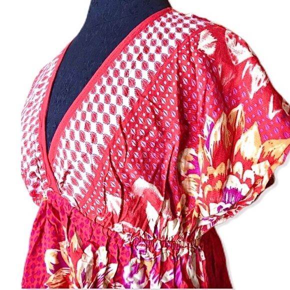 𝅺xhilaration Red V-Neck Floral Dress - Picture 2 of 8